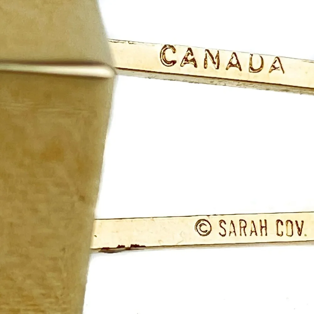 Sarah Coventry Canada Cufflinks Set Men's Tie Tack Open Geometric Gold Tone